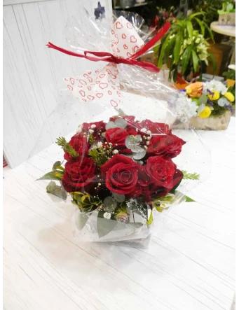 Cubilete 9 Rosas Rojas Amor Eterno