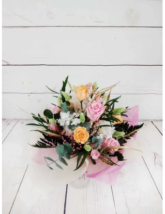 ramo colores dulces flores preservadas