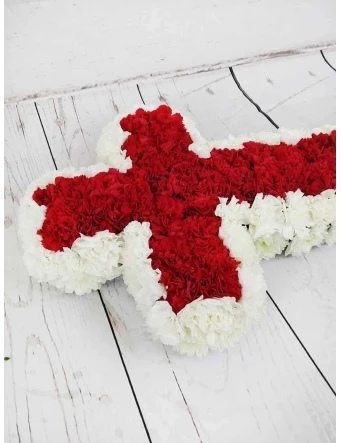 Cruz Funeraria Claveles Rojos y Blancos