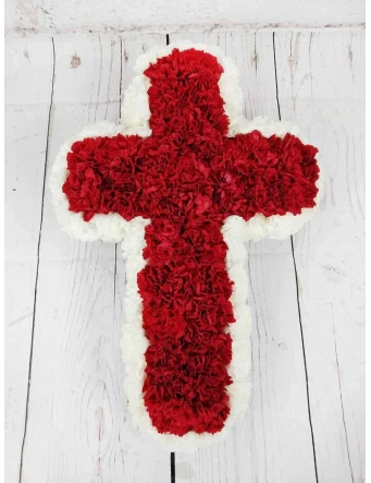 Cruz Funeraria Claveles Rojos y Blancos